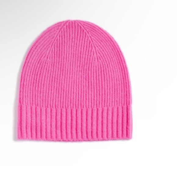 NORDSTROM  WOMENS CASHMERE KNIT BEANIE HOT PINK NWT - Picture 1 of 7